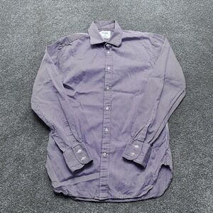 M.J. Bale Dress Shirt Mens 38 Purple Gingham Check Super Slim Long Sleeve Cotton